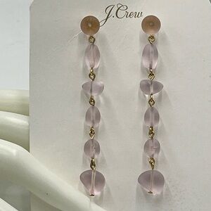 J. Crew Pretty Pink‎ Sweet Sea Glass Linear Drop Earrings Gold Tone New